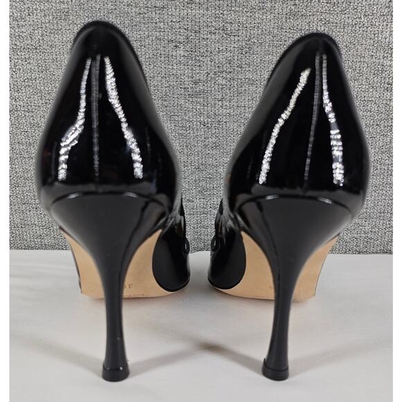MANOLO BLAHNIK WOMEN'S CAMPARI MARY JANE 3" HEEL PUMPS BLACK PATENT SIZE 6.5 - Picture 3 of 13